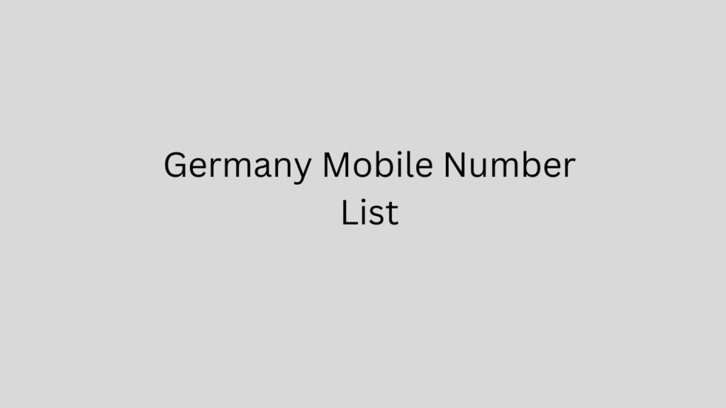 Germany Mobile Number List